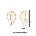 Minimalist golden stainless steel hot air balloon stud earrings, 10mm x 6mm dimensions - Hot Air Balloon / Gold
