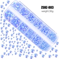Blue iridescent flatback resin rhinestones in 12-grid storage case for DIY nail art - Light Blue AB (ZSHZ-883)