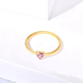 Minimalistische 18k vergulde roestvrijstalen ring met een hartvormige roze edelsteen - US 8 / Roze Zirkonia