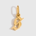 Polished 18K gold plated gothic style letter S pendant with smooth metallic finish - Letter S / Gold