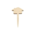House-shaped unfinished wooden plant tag in natural wood finish for DIY decoration - House Shaped