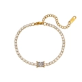 18k gold plated tennis bracelet featuring square zircon and adjustable K18 tag - Bracelet