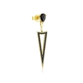 S925 sterling silver geometric earring in gold with black pear-shaped stone - 1 Piece / 18K Gold-Black Zirconia