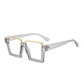Fashionable square-frame glasses with transparent grey finish and gold metal accents - Gold Grey Anti-Blue Light