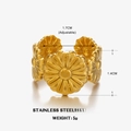 Anillo de margarita vintage en acero inoxidable dorado con diseño abierto ajustable - Anillo de Flores / Dorado