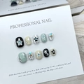 Uñas press-on estilo Y2K rosa y azul con estrellas de metal y diamantes de color - Extra Pequeño (XS)