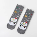 Gray cotton Christmas socks with snowman pattern and funny 3D ears for women - Grey Snowman 3D Ears (13)