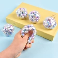 Balles anti-stress transparentes avec perles colorées à presser pour la détente - Perle Colorée / 4cm
