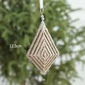 Christmas tree hanging ornament with champagne gold glitter and diamond geometric patterns - Champagne Diamond Pendant