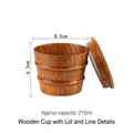 Jujube wood coffee mug with lid, featuring horizontal lines and 210ml capacity - Line Cup with Lid