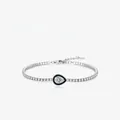 S925 Sterling Silber Tennisarmband mit schwarzem Emaille-Wassertropfen und Kristallbesatz - 925er Silber / Silber