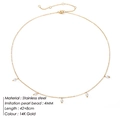Collana in acciaio inossidabile placcato oro 14K con cinque perle finte da 4mm - 4MM-42+8CM / Oro