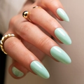 Glänzende mintgrüne Kunstnägel in Mandelform mit Hochglanz-Finish für Damen - Kleber-Typ / Robin-Ei-Blau