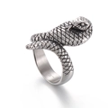 Anello da uomo a forma di serpente cobra punk in acciaio inossidabile 316L - US 9 / Stile Serpente Argento Vintage (KR103523-KJX)