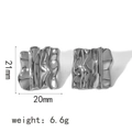 Boucles d'oreilles géométriques argentées pliées, hauteur 21 mm et largeur 20 mm - Carré Plissé Irrégulier (TE6489-S)