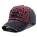 Casquette vintage en coton lavé bordeaux et bleu marine avec broderie 3D de lettres - Réglable / Rouge et Bleu