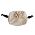 Funda de felpa para caja de pañuelos de coche con flor 3D y correa ajustable - Flor de 6 Pétalos Blanco Crema