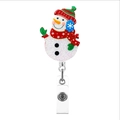 Christmas snowman retractable badge reel with red glitter hat and sparkling scarf - Snowman