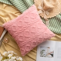 Detail of pink floral plush pillow cover with 3D texture on a stylish flat lay setup - Pink Sherpa Pattern Pillowcase (Cover Only) / 18x18 Inch