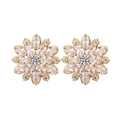 Boucles d'oreilles fleurs dorées ornées de cristaux de zircone cubique scintillants - D0179 Clous flocon de neige / Doré