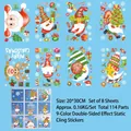 Christmas window clings set with Santa Claus, Gnomes, and Reindeer on blue background - 20*30CM (Set of 8 Sheets)