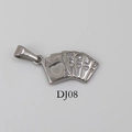 Vintage steel pendant featuring a royal flush poker hand design in silver finish - DJ08-Poker Cards-Steel