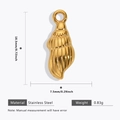 Goldener Muschel-Anhänger aus Edelstahl mit Angabe der exakten Produktmaße - Goldener Wulkanhänger Zubehör - 507