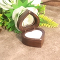 Elegant heart-shaped dark walnut wood ring box with a white velvet interior lining - Heart Window / Walnut (White Single Slot)