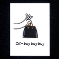 Miniature black glitter handbag stone on creative card with OK buy buy buy text - Bag + Card / Blue Sand Stone (Synthetic)