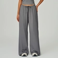 Women's grey high-waist loose wide-leg joggers with drawstring elastic waistband - Smoke