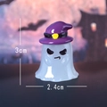 Statuina fantasma di Halloween luminosa con cappello viola per paesaggi 3x2,4cm - Fantasma Luminoso con Cappello da Mago