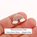 Rainbow charm pendant in stainless steel held on finger showing small size and details - Rainbow-DY1079-1