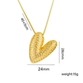 Golden heart-shaped balloon pendant necklace with full cubic zirconia stones and measurements - Letter V