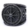 Detailed macro view of retro black stainless steel pirate ship wheel anchor ring - US 7 / Black Nautical Helm Style (18204黑色)