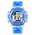 Waterproof digital sports watch for kids with blue translucent strap and white case - Large / Light Blue