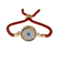 Bracciale occhio del male placcato oro con zirconi colorati e cordino rosso - Corda Intrecciata Rossa / Rosso