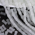 Macro shot of white translucent bamboo-shaped glass beads for DIY jewelry making projects - 6x12mm White (1Pc)