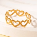 Minimalist gold heart-shaped cut-out open ring in titanium steel for women - Heart Gold 61