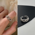 Minimalist silver multi-layer open ring with adjustable bamboo knot chain design - Adjustable / JZ6668