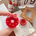 Christmas wreath brooch in red and gold with plush texture and festive ribbon detail - China Red Small Thick Wreath Ring Brooch / Approx 3.5cm