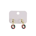 Festive Christmas wreath earrings with red and green details on golden hoops - Christmas Wreath