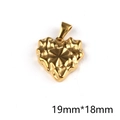 Detailed close-up of 19mm gold heart pendant with textured hammer-pattern finish - P00098G-Hammered Wave Texture Heart
