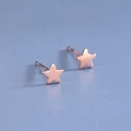Minimalist s925 silver pentagram stud earrings with a polished rose gold finish - Pentagram / Rose Gold