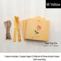 Yellow DIY gift bag set with floral patterns, gold ribbons, and thank you print - ZD5003 Flower Whisper-M Yellow (Set of 3)