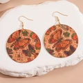 Bohemian round cork drop earrings with colorful butterfly and floral print designs - Multicolor Butterfly Round (10#)