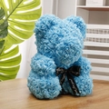 Blue rose teddy bear with a black Just for you ribbon on a wooden background - 35CM Naked Bear / Sky Blue