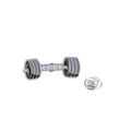 Cute dumbbell enamel pin with silver metal frame and black-white finish for fitness fans - Dumbbell Shape (C2864)