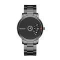 Unique black stainless steel quartz watch featuring a stylish rotating dial design - Gunmetal
