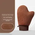 Brown tanning mitt with soft velvet flocking and waterproof inner PE film layer - Elastic Wrist Mitt / Brown