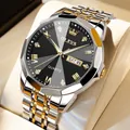 OLEVS luxury silver and gold business quartz watch with black dial and luminous hands - Silver Gold Band Black Dial